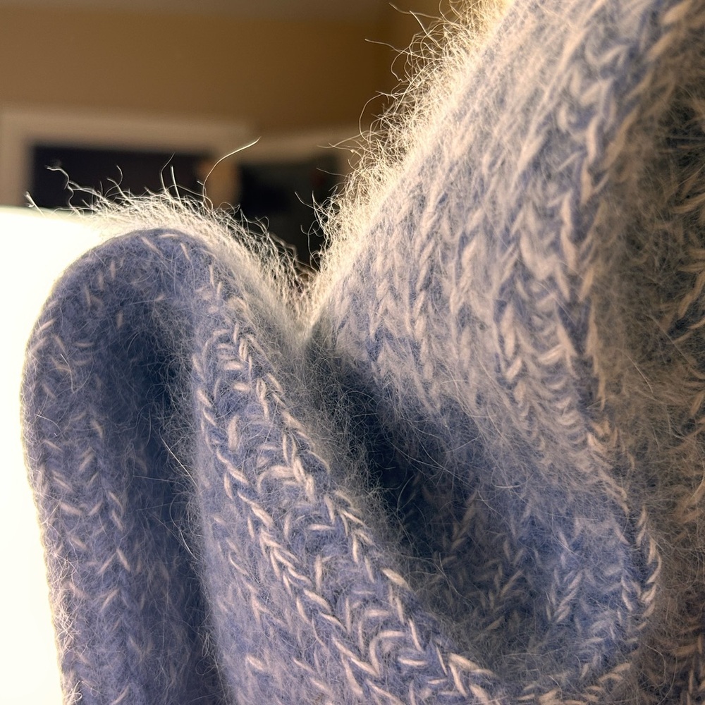 Vtg White Stag angora blend striped blue turtleneck sweater - Picture 5 of 6